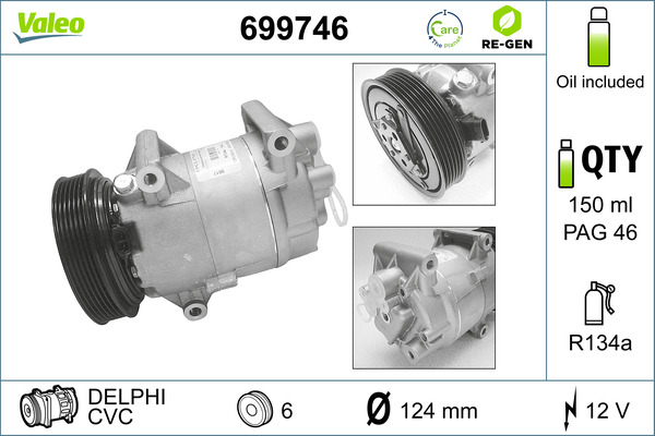 Compressore, Climatizzatore - 699746 VALEO