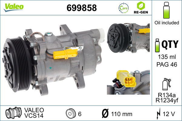 Compressor, air conditioning - 699858 VALEO