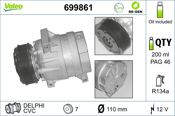 Compressor, air conditioning - 699861 VALEO
