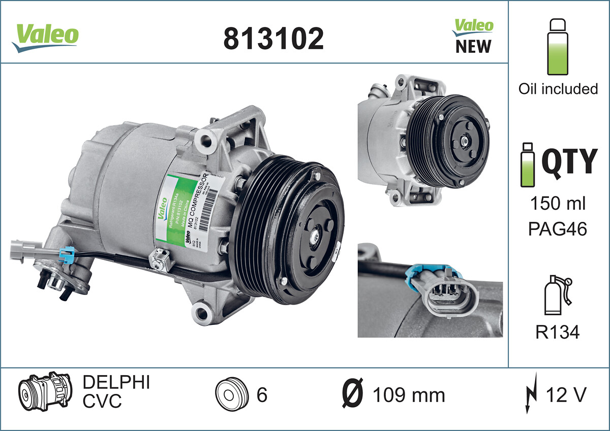 Compressor, air conditioning - 813102 VALEO