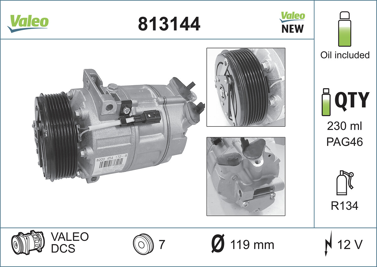 Compressor, air conditioning - 813144 VALEO