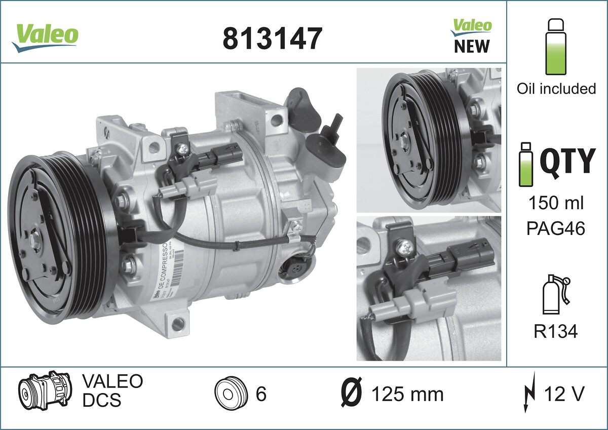 Compressore, Climatizzatore - 813147 VALEO
