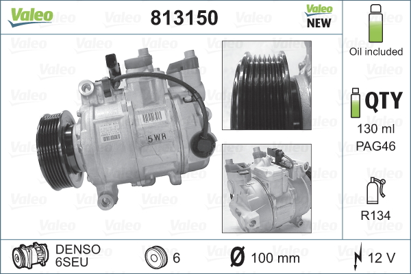 Compressor, air conditioning - 813150 VALEO