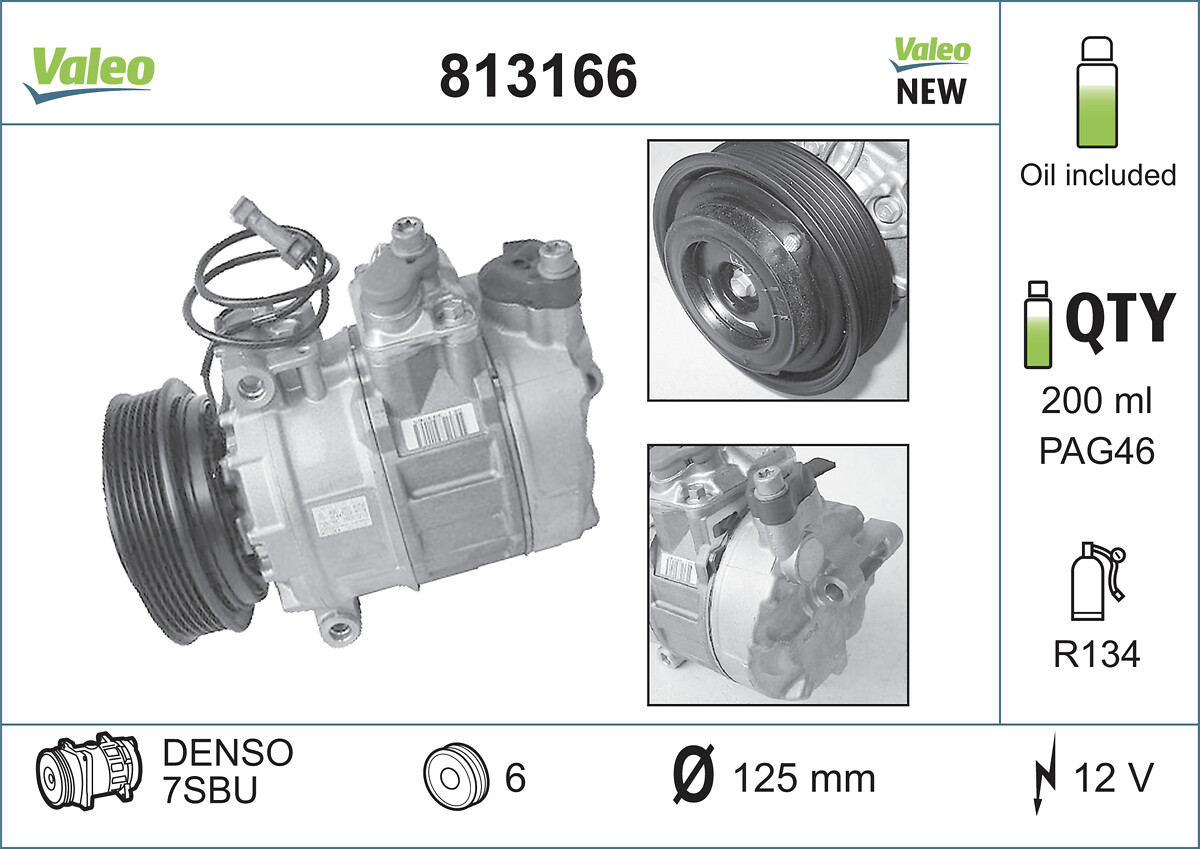 Compressor, air conditioning - 813166 VALEO