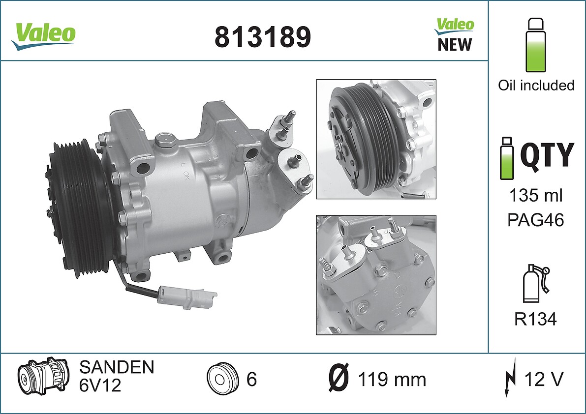 Compressor, air conditioning - 813189 VALEO
