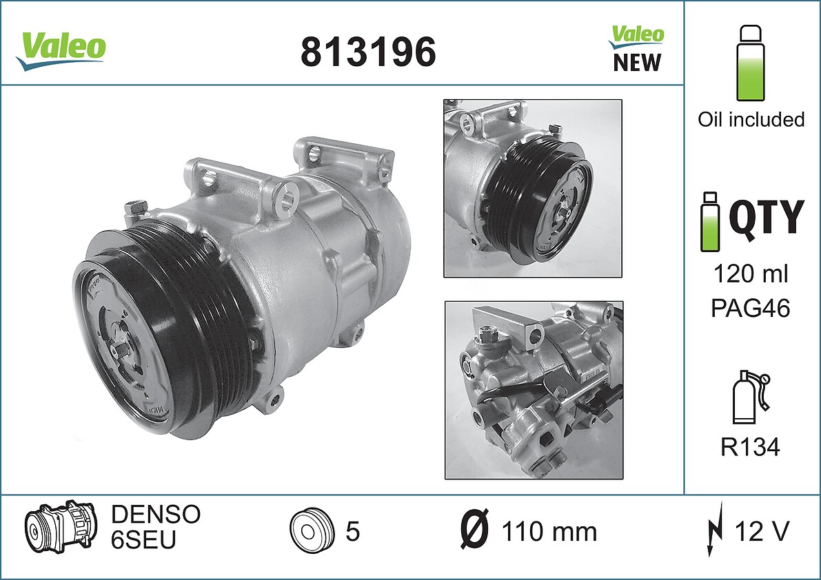 Compressor, air conditioning - 813196 VALEO