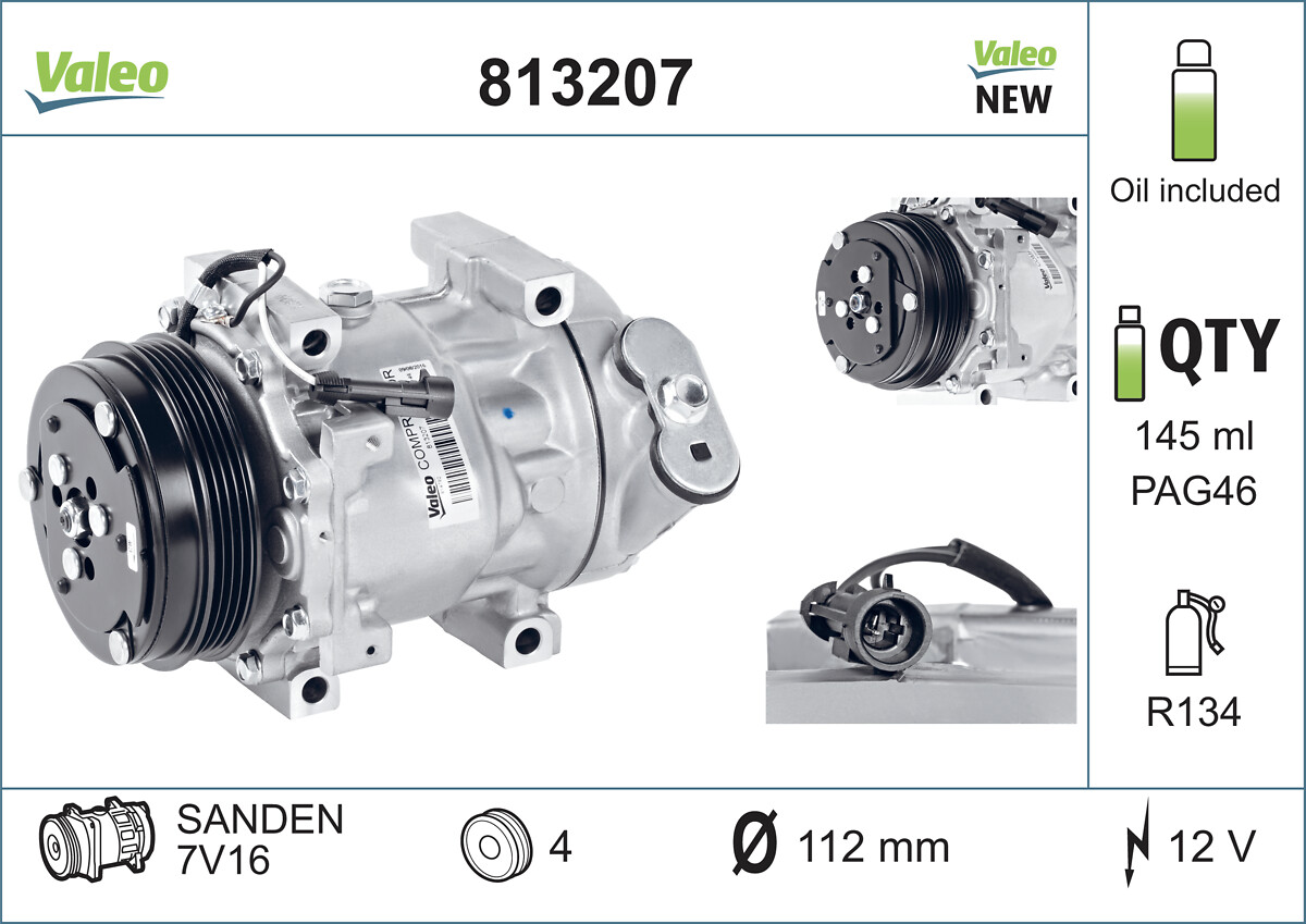 Compressor, air conditioning - 813207 VALEO