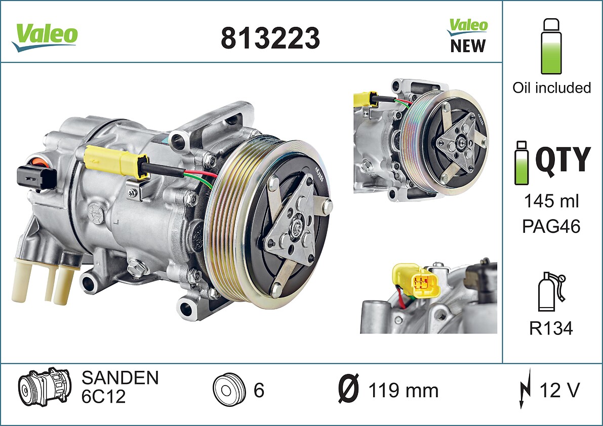 Compressore, Climatizzatore - 813223 VALEO