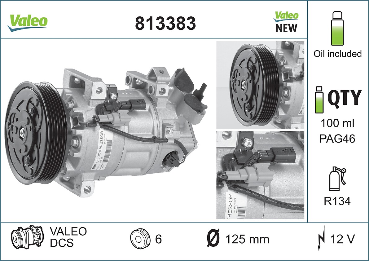 Compressor, air conditioning - 813383 VALEO