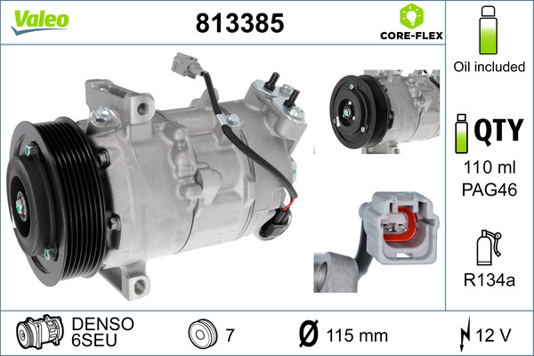 Compressor, air conditioning - 813385 VALEO