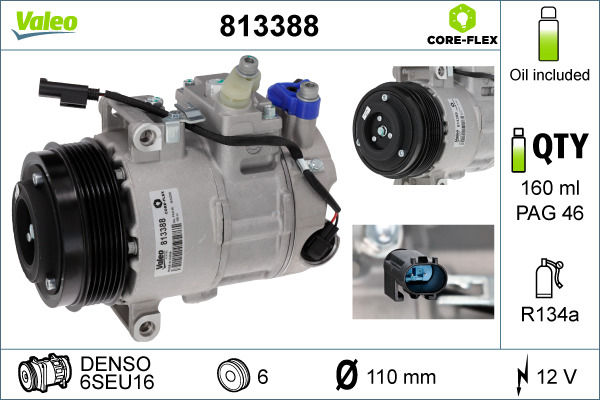 Compressor, air conditioning - 813388 VALEO