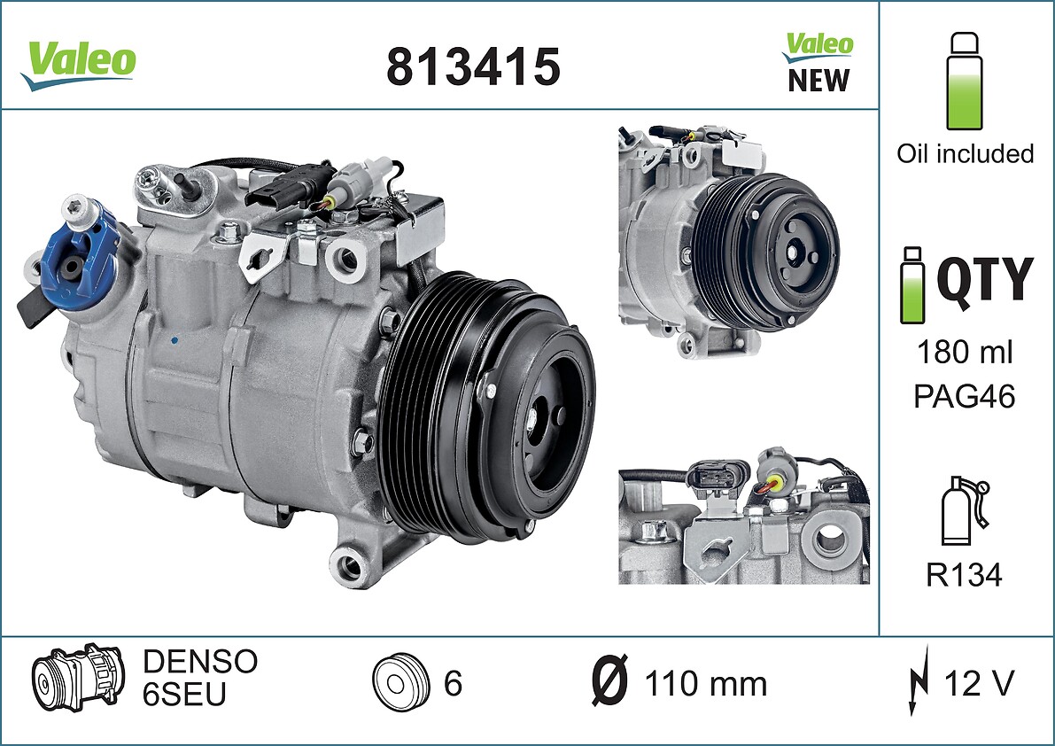Compressor, air conditioning - 813415 VALEO