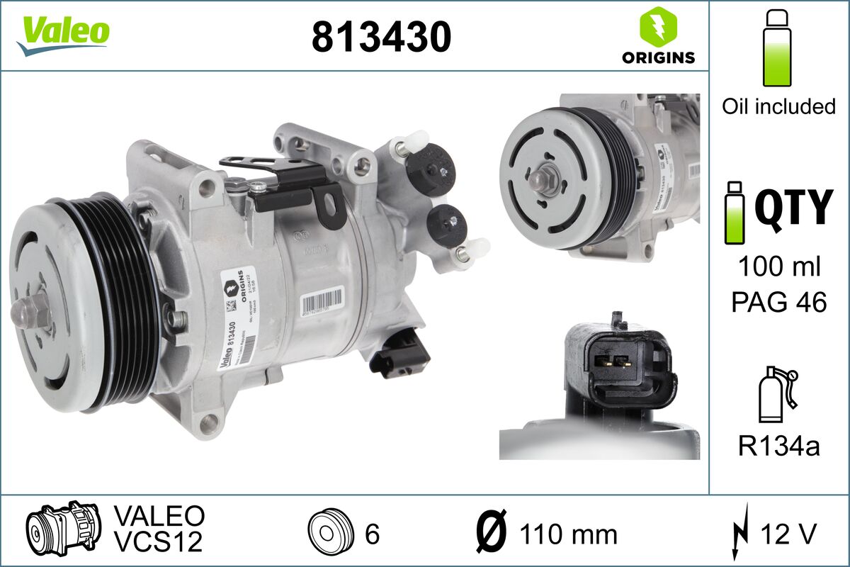 Compressore, Climatizzatore - 813430 VALEO