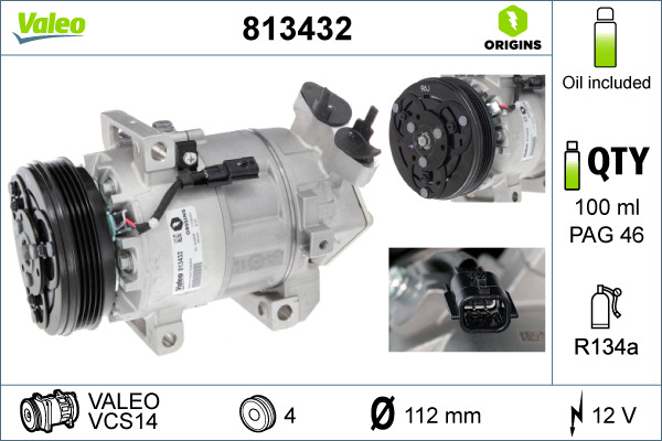 Compressore, Climatizzatore - 813432 VALEO