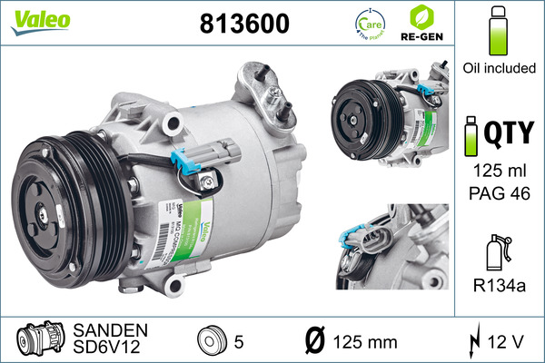 Compressor, air conditioning - 813600 VALEO