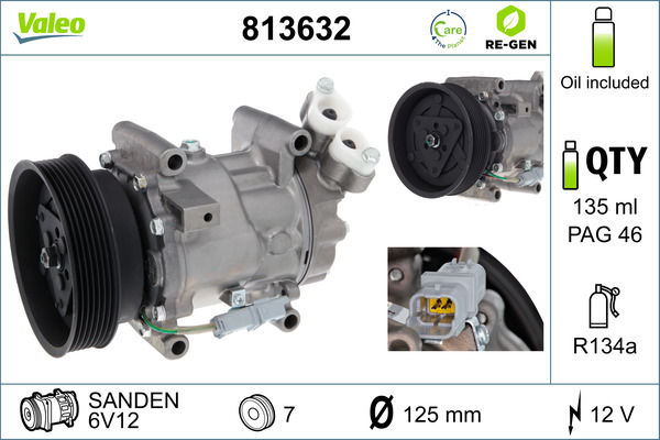 Compressore, Climatizzatore - 813632 VALEO