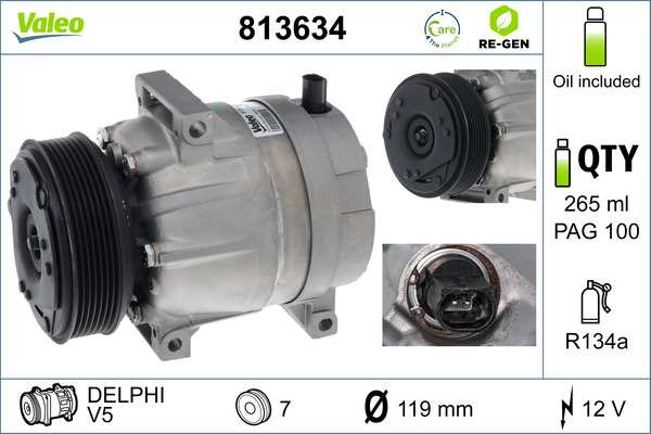 Compressore, Climatizzatore - 813634 VALEO