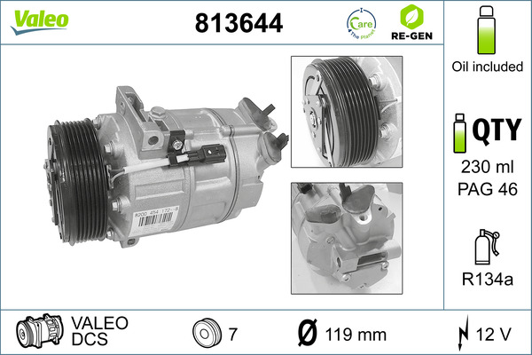 Compressor, air conditioning - 813644 VALEO