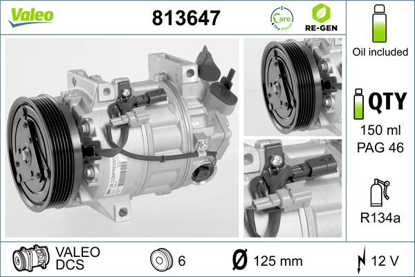 Compressore, Climatizzatore - 813647 VALEO