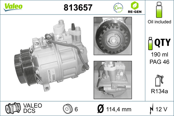 Compressor, air conditioning - 813657 VALEO