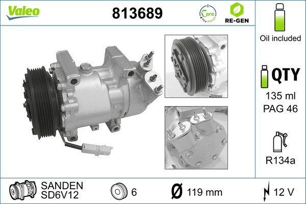 Compressor, air conditioning - 813689 VALEO