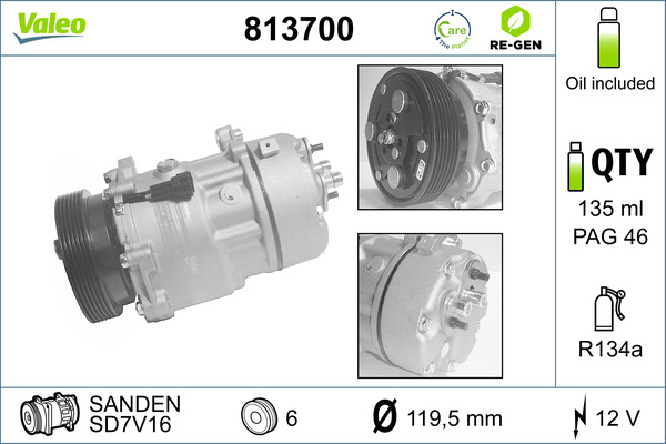 Compressor, air conditioning - 813700 VALEO