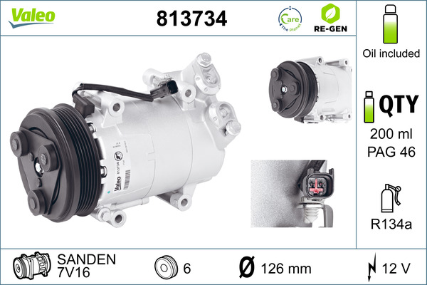 Compressor, air conditioning - 813734 VALEO
