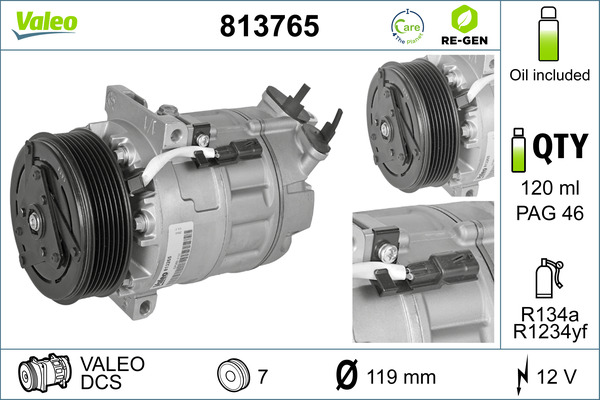 Compressor, air conditioning - 813765 VALEO