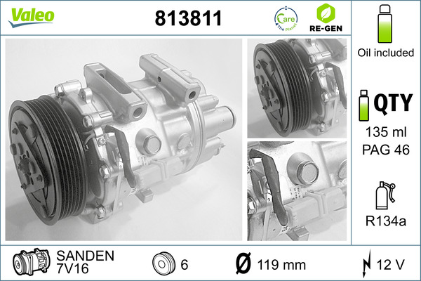 Compressor, air conditioning - 813811 VALEO