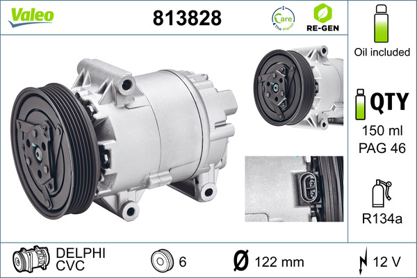 Compressor, air conditioning - 813828 VALEO