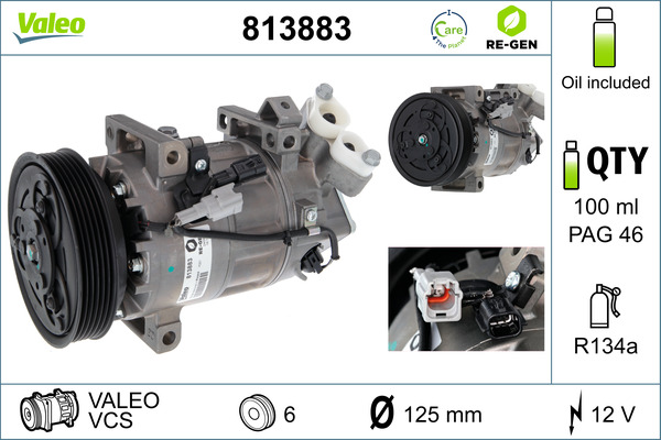 Compressor, air conditioning - 813883 VALEO