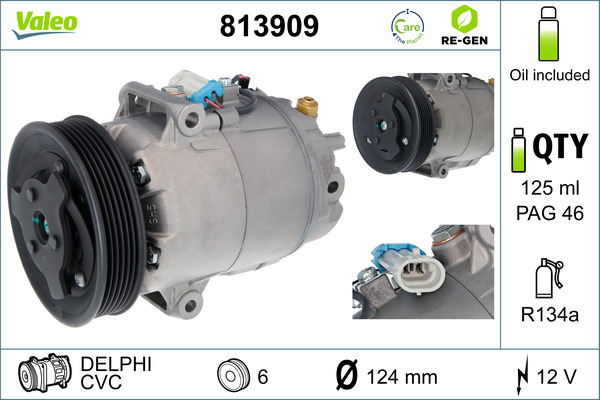 Compressor, air conditioning - 813909 VALEO