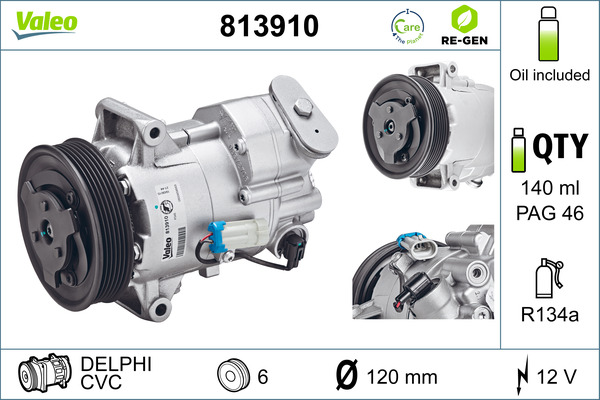Compressore, Climatizzatore - 813910 VALEO