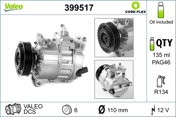 Compressor, air conditioning - 399517 VALEO