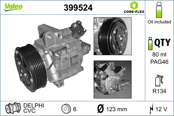 Compressor, air conditioning - 399524 VALEO