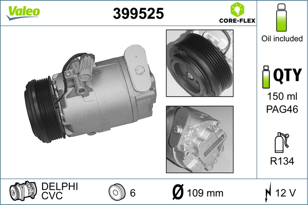 Компрессор, кондиционер - 399525 VALEO