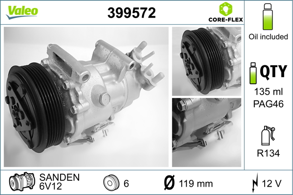 Compressor, air conditioning - 399572 VALEO