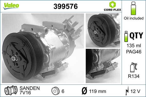Compressor, air conditioning - 399576 VALEO