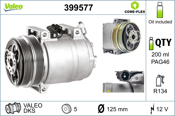Compressor, air conditioning - 399577 VALEO