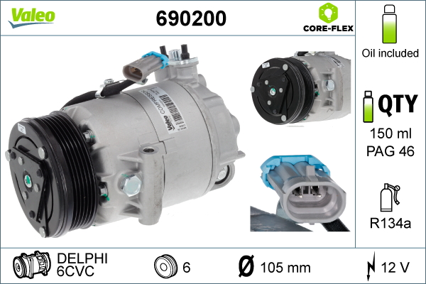 Compressor, air conditioning - 690200 VALEO