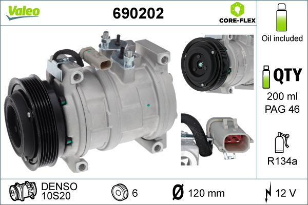 Compressor, air conditioning - 690202 VALEO