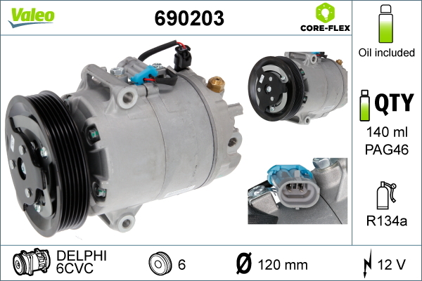 Compressor, air conditioning - 690203 VALEO