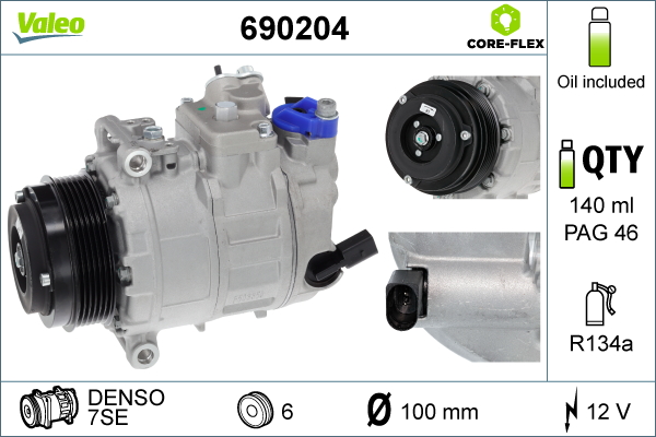 Compressor, air conditioning - 690204 VALEO