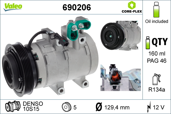 Compressor, air conditioning - 690206 VALEO