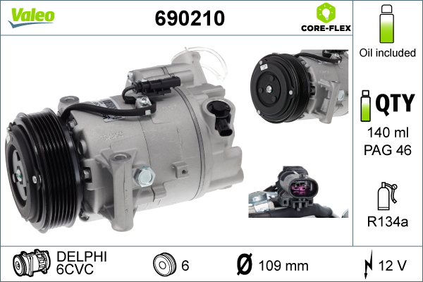 Compressore, Climatizzatore - 690210 VALEO