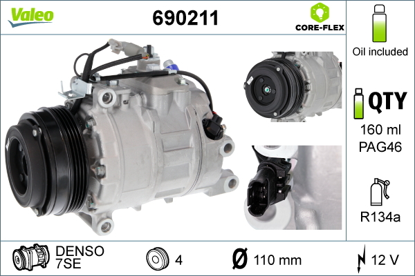 Compressor, air conditioning - 690211 VALEO