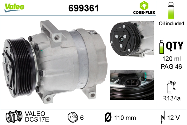 Compressor, air conditioning - 699361 VALEO