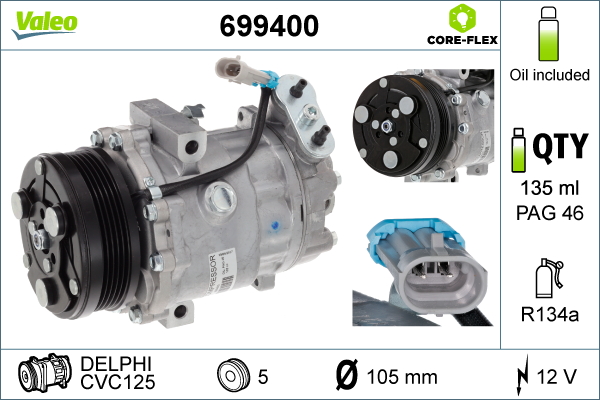 Compressor, air conditioning - 699400 VALEO