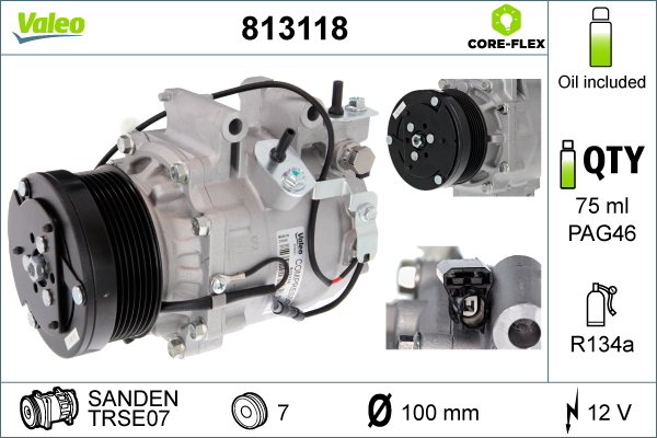 Compressor, air conditioning - 813118 VALEO