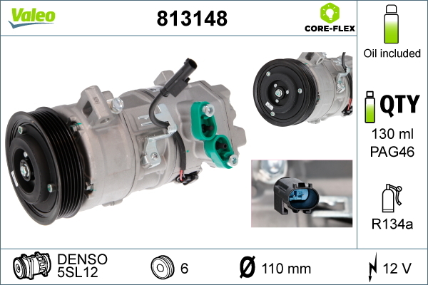 Compressore, Climatizzatore - 813148 VALEO